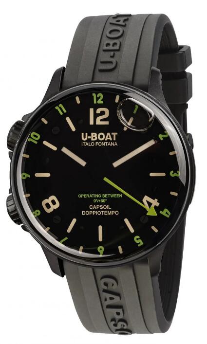 Review U-Boat Capsoil Doppiotempo 45 DLC Green Rehaut Replica Watch 8840/A - Click Image to Close